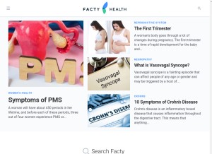 How facty.com looks like on a tablet such as an iPad.