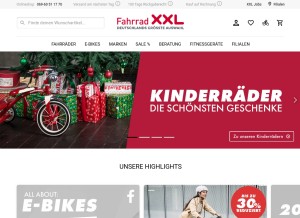 How fahrrad-xxl.de looks like on a tablet such as an iPad.