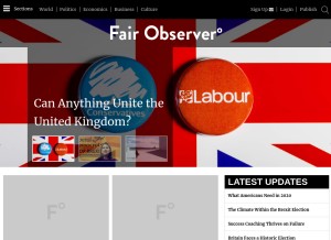 How fairobserver.com looks like on a tablet such as an iPad.
