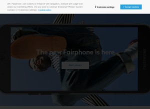 How fairphone.com looks like on a tablet such as an iPad.