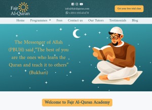 How fajralquran.com looks like on a tablet such as an iPad.