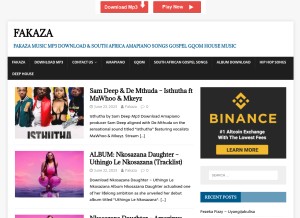 How fakaza.me looks like on a tablet such as an iPad.