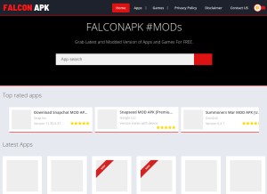 How falconapk.com looks like on a tablet such as an iPad.