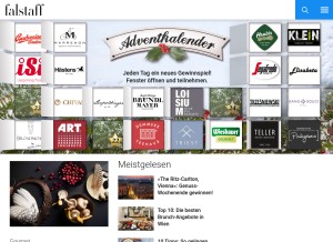 How falstaff.at looks like on a tablet such as an iPad.