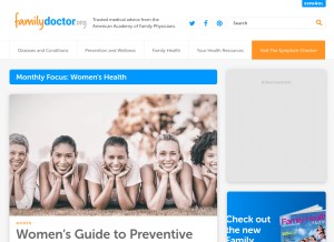 How familydoctor.org looks like on a tablet such as an iPad.