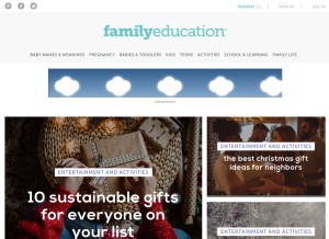 How familyeducation.com looks like on a tablet such as an iPad.