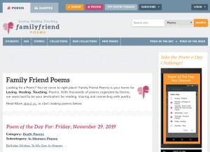 How familyfriendpoems.com looks like on a tablet such as an iPad.