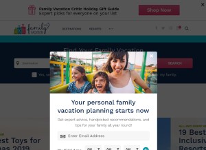 How familyvacationcritic.com looks like on a tablet such as an iPad.