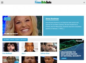How famousbirthsdeaths.com looks like on a tablet such as an iPad.