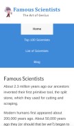 How famousscientists.org looks like on a mobile device such as an iPhone.