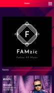How famzic.com looks like on a mobile device such as an iPhone.