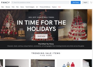 How fancy.com looks like on a tablet such as an iPad.