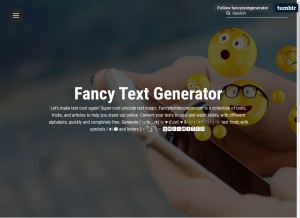 How fancytextgenerator.tumblr.com looks like on a tablet such as an iPad.