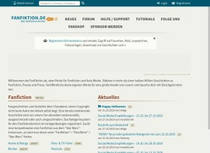 How fanfiktion.de looks like on a tablet such as an iPad.