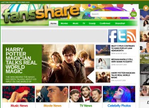 How fansshare.com looks like on a tablet such as an iPad.