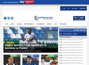 How fantacalcio.it looks like on a tablet such as an iPad.