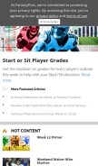 How fantasypros.com looks like on a mobile device such as an iPhone.
