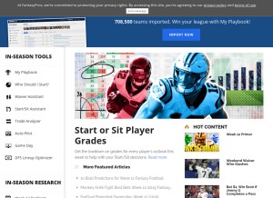 How fantasypros.com looks like on a tablet such as an iPad.