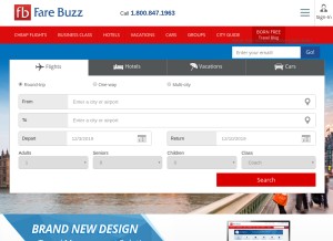 How farebuzz.com looks like on a tablet such as an iPad.