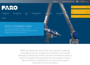 How faro.com looks like on a tablet such as an iPad.