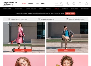 How fashiondays.ro looks like on a tablet such as an iPad.