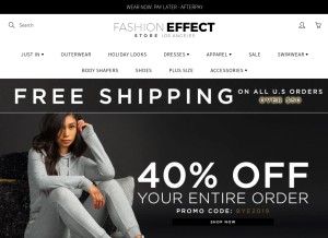 How fashioneffectstore.com looks like on a tablet such as an iPad.