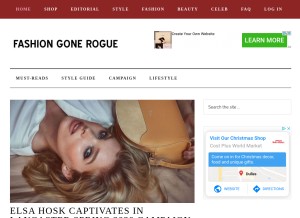How fashiongonerogue.com looks like on a tablet such as an iPad.