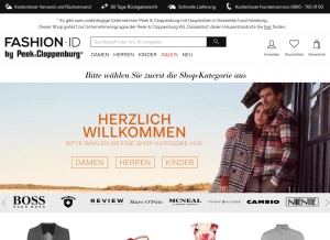 How fashionid.de looks like on a tablet such as an iPad.