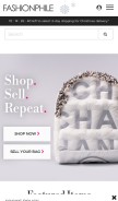 How fashionphile.com looks like on a mobile device such as an iPhone.