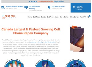 How fastcellrepair.ca looks like on a tablet such as an iPad.