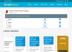 How fastresult.in looks like on a tablet such as an iPad.