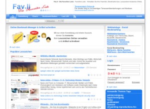 How fav.li looks like on a tablet such as an iPad.