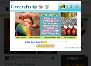 How favecrafts.com looks like on a tablet such as an iPad.