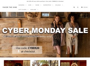 How favorthekind.com looks like on a tablet such as an iPad.