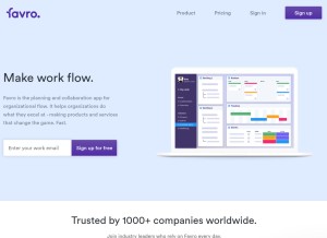 How favro.com looks like on a tablet such as an iPad.