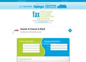 How faxzero.com looks like on a tablet such as an iPad.