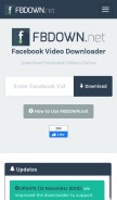 How fbdown.net looks like on a mobile device such as an iPhone.