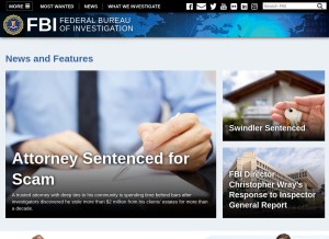 How fbi.gov looks like on a tablet such as an iPad.