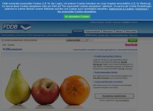 How fddb.info looks like on a tablet such as an iPad.