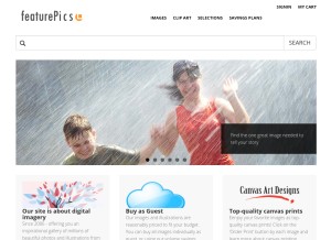 How featurepics.com looks like on a tablet such as an iPad.