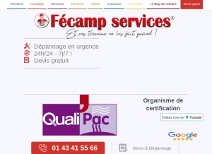 How fecamp-services.com looks like on a tablet such as an iPad.