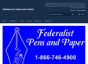 How federalistpens.com looks like on a tablet such as an iPad.
