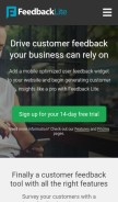How feedbacklite.com looks like on a mobile device such as an iPhone.