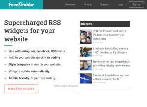 How feedgrabbr.com looks like on a tablet such as an iPad.