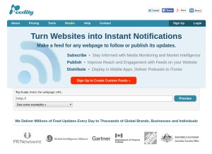 How feedity.com looks like on a tablet such as an iPad.
