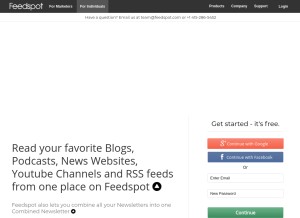 How feedspot.com looks like on a tablet such as an iPad.