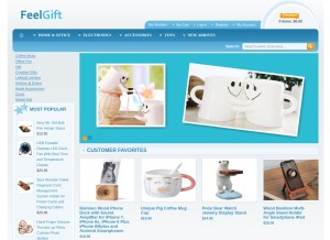 How feelgift.com looks like on a tablet such as an iPad.