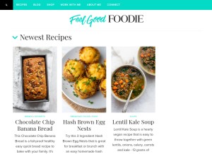 How feelgoodfoodie.net looks like on a tablet such as an iPad.