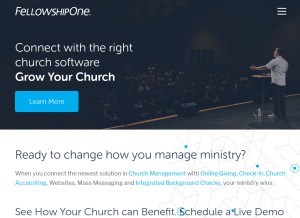 How fellowshipone.com looks like on a tablet such as an iPad.