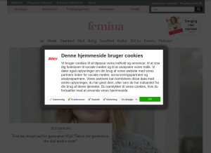 How femina.dk looks like on a tablet such as an iPad.